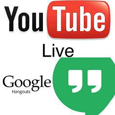 YouTube Live and Google Hangouts logo.